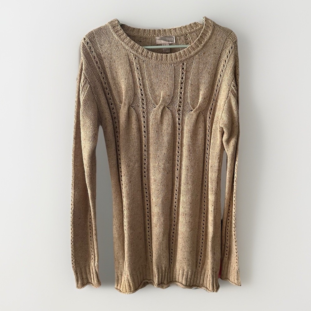 Love 21 Sweater Women Medium Wool Blend Crewneck‎ Knit Pullover Tan Warm Comfort